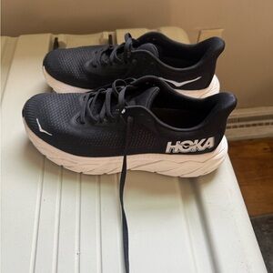 Hoka Black and White Athletic Shoes